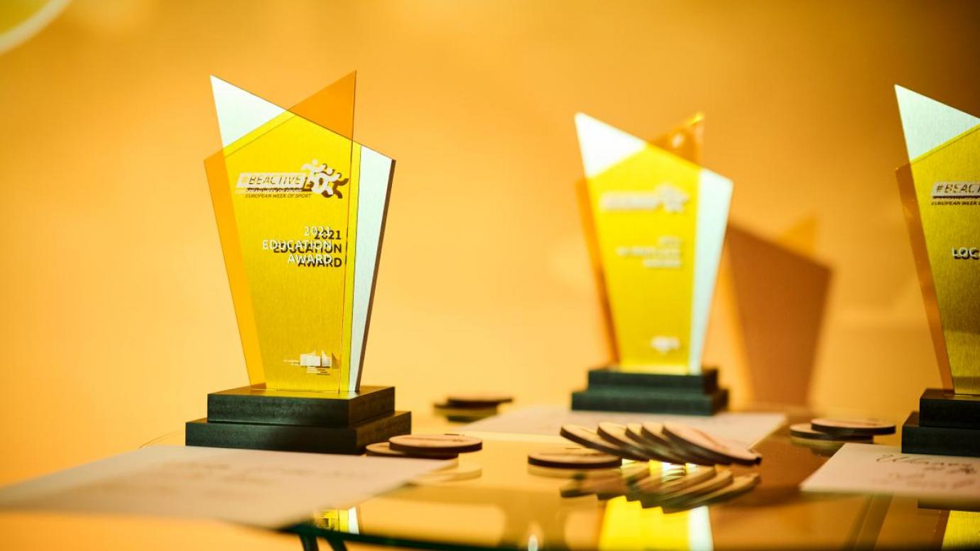 BeActive Awards 2021 trophy table