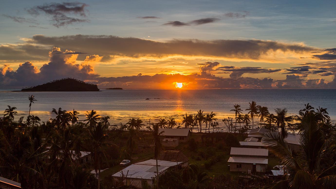 Early morning and sunrise over Pacific Ocean in Mata-Utu village, the capital of Wallis and Futuna