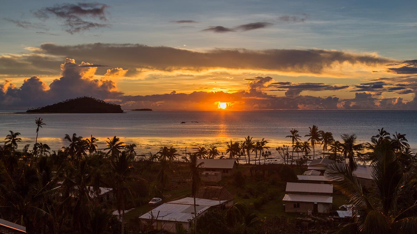 Early morning and sunrise over Pacific Ocean in Mata-Utu village, the capital of Wallis and Futuna