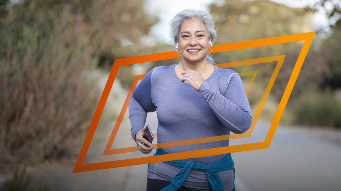 Portrait of a middle-aged woman running outdoors