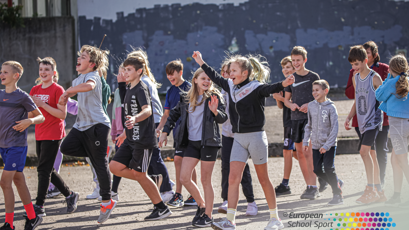 group of children walking during the European School Sport Day