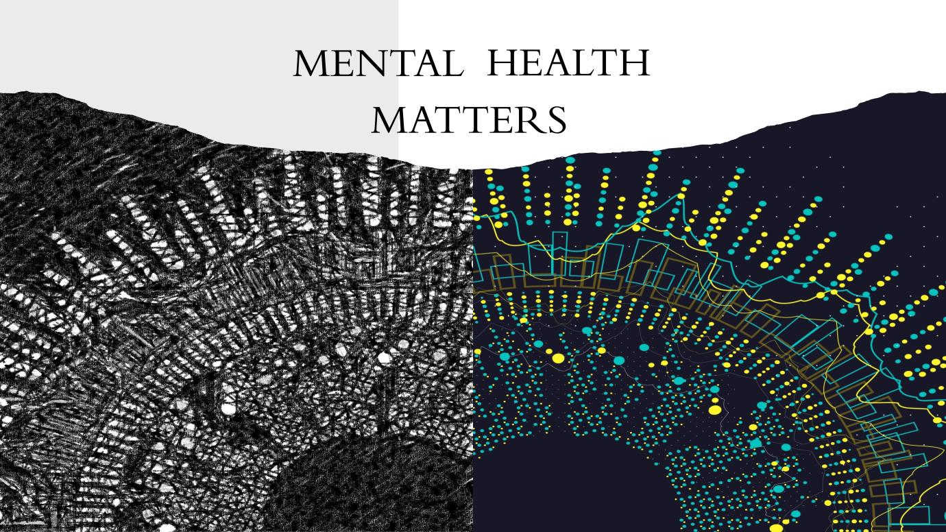 Abstract illustration with the words "Mental health matters"